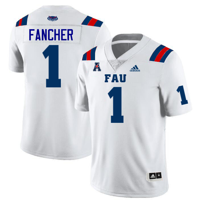 Florida Atlantic Owls #1 Cameron Fancher College Football Jerseys Stitched-White